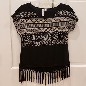 Alya Embroidered Blouse with Fringe